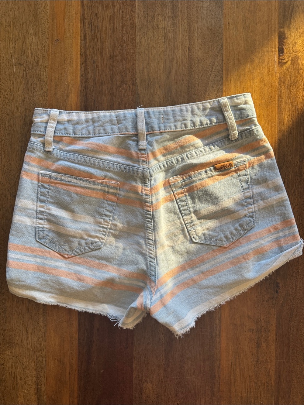 Joe's Jeans Striped High Rise Denim Shorts - Picture 2 of 6